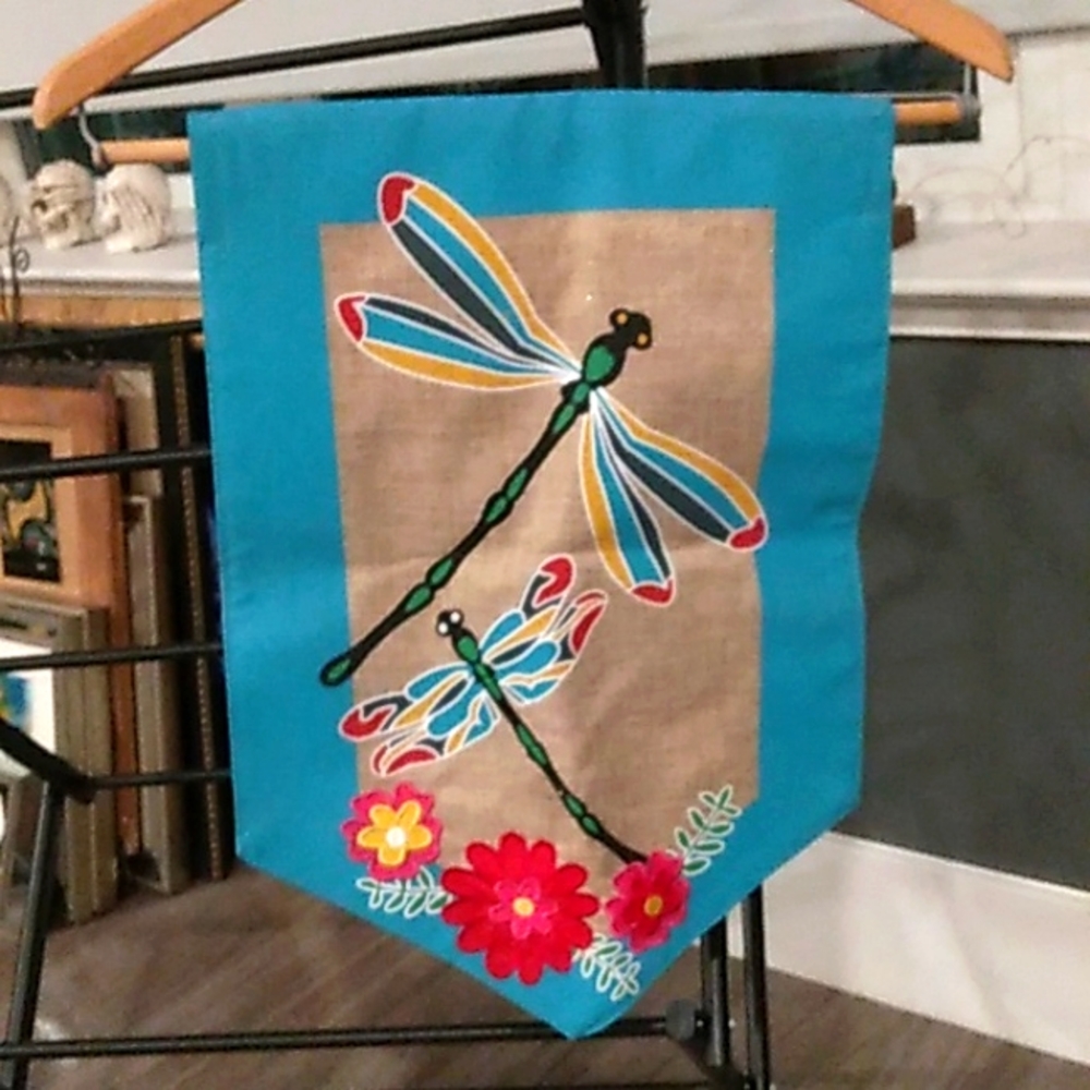 Bright dragonfly flag